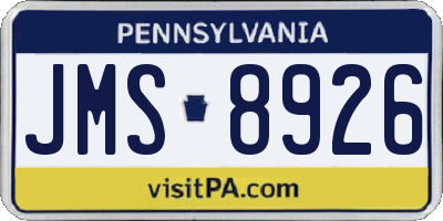 PA license plate JMS8926