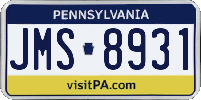 PA license plate JMS8931