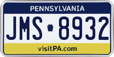 PA license plate JMS8932