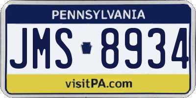 PA license plate JMS8934