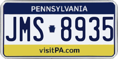 PA license plate JMS8935