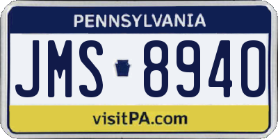 PA license plate JMS8940