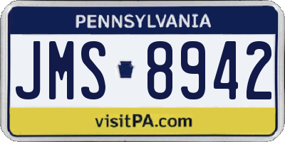 PA license plate JMS8942