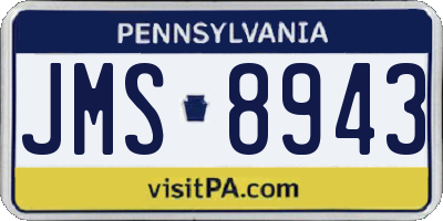 PA license plate JMS8943