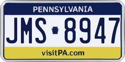 PA license plate JMS8947