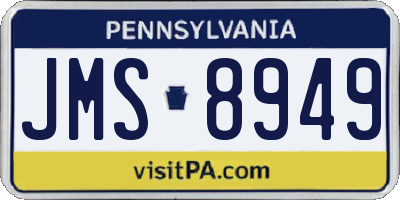 PA license plate JMS8949