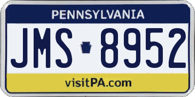 PA license plate JMS8952