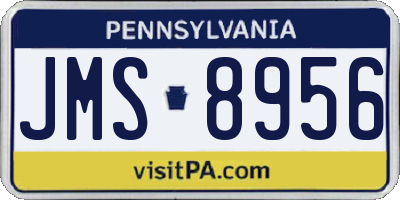 PA license plate JMS8956