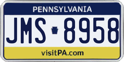 PA license plate JMS8958