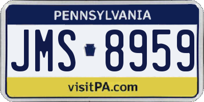 PA license plate JMS8959