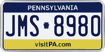 PA license plate JMS8980