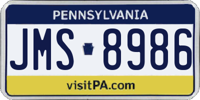 PA license plate JMS8986