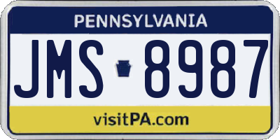 PA license plate JMS8987