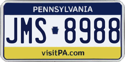 PA license plate JMS8988