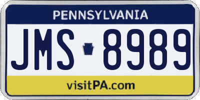 PA license plate JMS8989