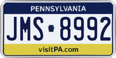 PA license plate JMS8992
