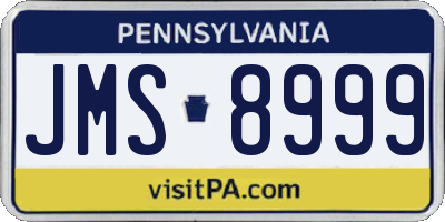 PA license plate JMS8999