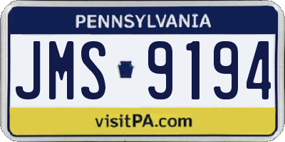 PA license plate JMS9194