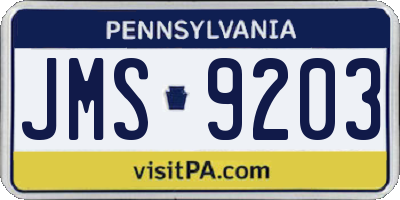 PA license plate JMS9203