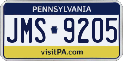 PA license plate JMS9205