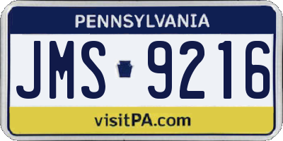 PA license plate JMS9216