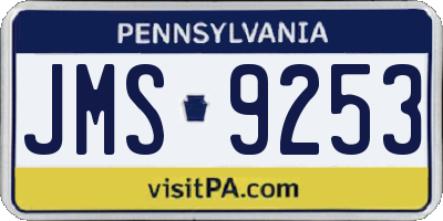 PA license plate JMS9253