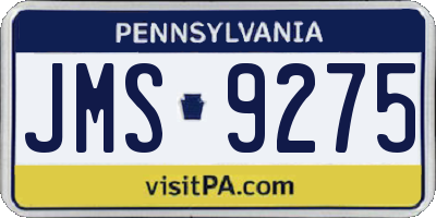 PA license plate JMS9275