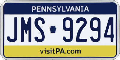 PA license plate JMS9294