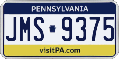PA license plate JMS9375