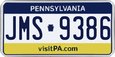 PA license plate JMS9386