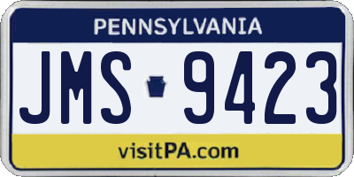 PA license plate JMS9423