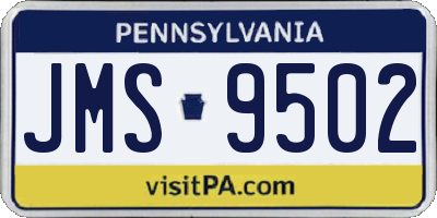 PA license plate JMS9502