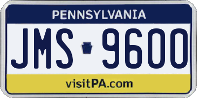 PA license plate JMS9600