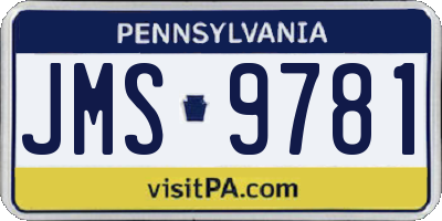 PA license plate JMS9781