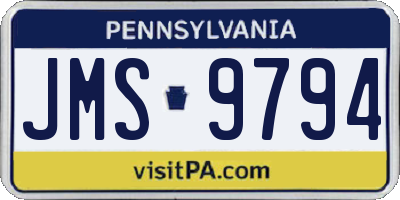 PA license plate JMS9794