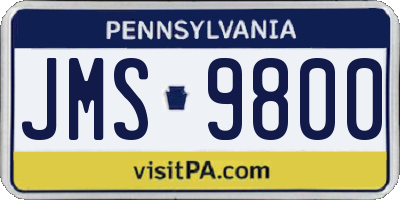 PA license plate JMS9800