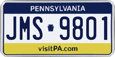 PA license plate JMS9801