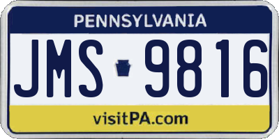 PA license plate JMS9816