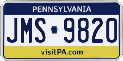 PA license plate JMS9820