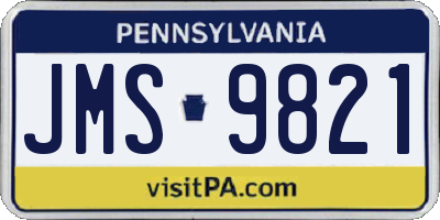 PA license plate JMS9821