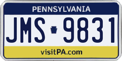 PA license plate JMS9831