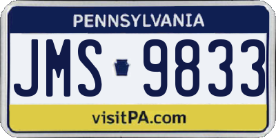 PA license plate JMS9833