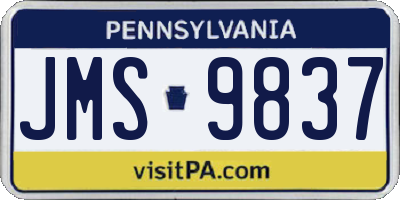 PA license plate JMS9837