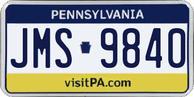 PA license plate JMS9840