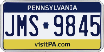 PA license plate JMS9845