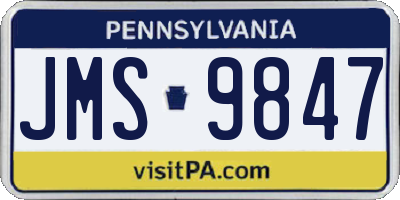 PA license plate JMS9847