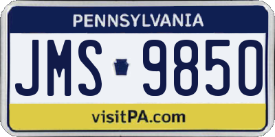 PA license plate JMS9850