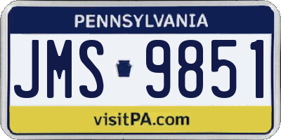 PA license plate JMS9851