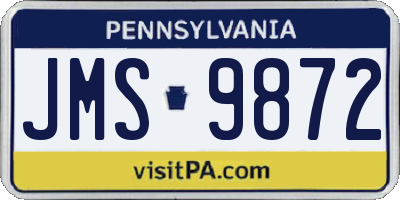 PA license plate JMS9872