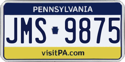 PA license plate JMS9875